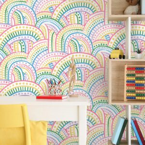 Retro Rainbow Multi Bright Peel and Stick Wallpaper