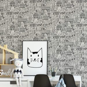 Oui Paris Charcoal Peel and Stick Wallpaper