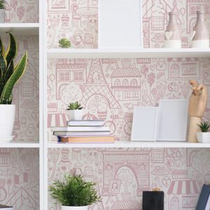 Oui Paris Pink Peel and Stick Wallpaper