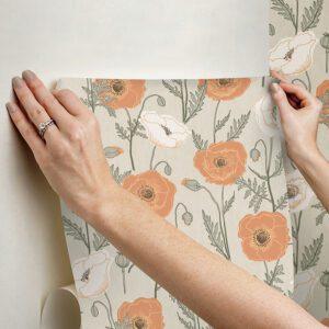 Spice Poppy Field Peel and Stick Wallpaper