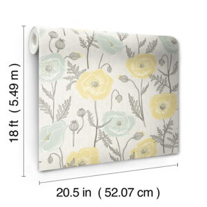 Aqua Poppy Field Peel and Stick Wallpaper