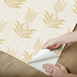 Mustard Parrot Tulip Peel and Stick Wallpaper