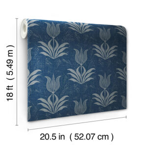 Navy Parrot Tulip Peel and Stick Wallpaper