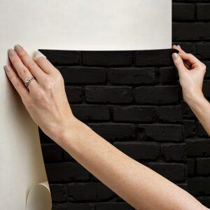 Black Amsterdam Brick Peel and Stick Wallpaper