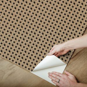 Honey Rattan Caning Peel and Stick Wallpaper
