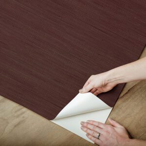 Aubergine Classic Faux Grasscloth Peel and Stick Wallpaper