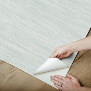 Whisper Blue Classic Faux Grasscloth Peel and Stick Wallpaper