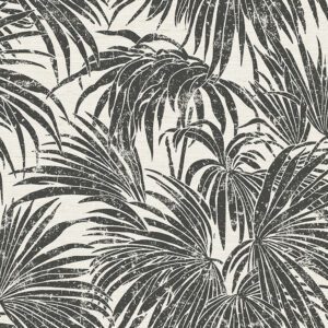 Black & White Cassava Palm Peel and Stick Wallpaper