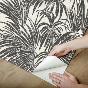 Black & White Cassava Palm Peel and Stick Wallpaper