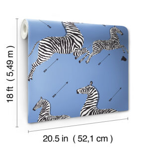 Azure Zebra Safari Peel and Stick Wallpaper