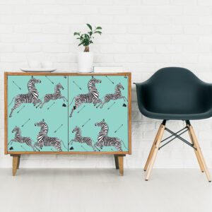 Aqua Zebra Safari Peel and Stick Wallpaper