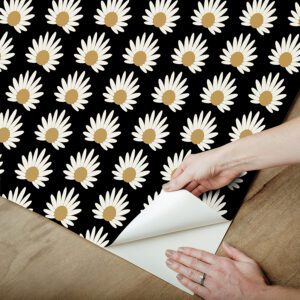 Black Fleur Peel and Stick Wallpaper
