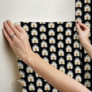 Black Fleur Peel and Stick Wallpaper
