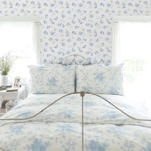 French Blue Ribbon Rosa Peel and Stick Wallpaper