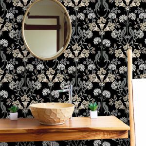 Black & Neutral Meadow Song Peel and Stick Wallpaper