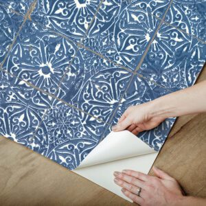 Cobalt Sea Provincial Tile Peel and Stick Wallpaper