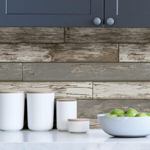 Beige Scrap Wood Peel and Stick Wallpaper
