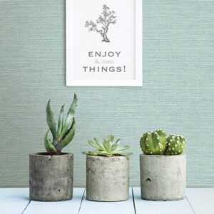 Agave Bliss Teal Faux Grasscloth Wallpaper
