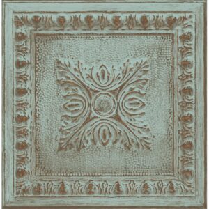 0037655 ornamental turquoise tin tile wallpaper