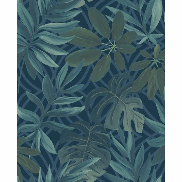 0037718 nocturnum blue leaf wallpaper