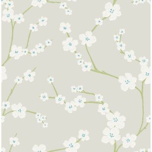 0037757 sakura light grey floral wallpaper