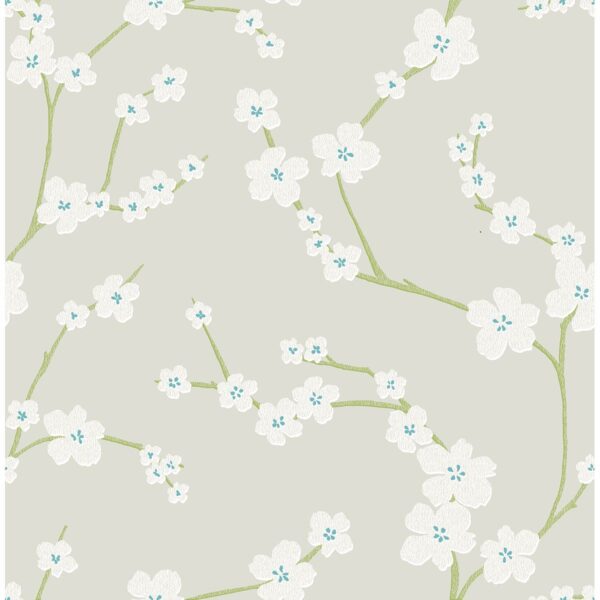 0037757 sakura light grey floral wallpaper