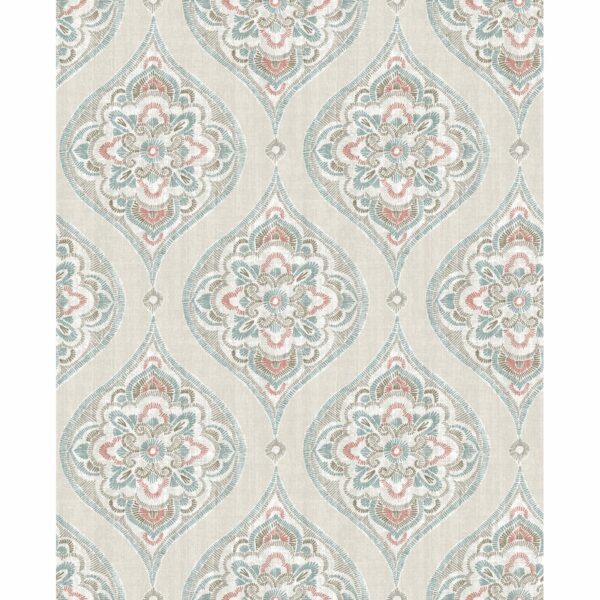 0038030 adele teal damask wallpaper