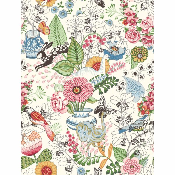 0038046 whimsy multicolor fauna wallpaper