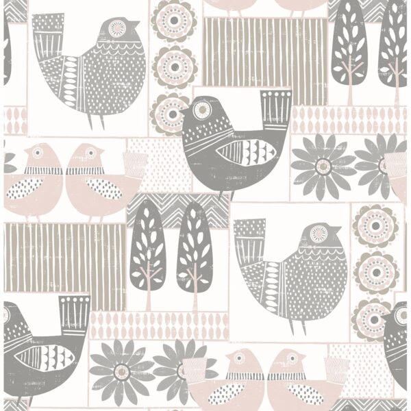 0038051 hennika light pink patchwork wallpaper