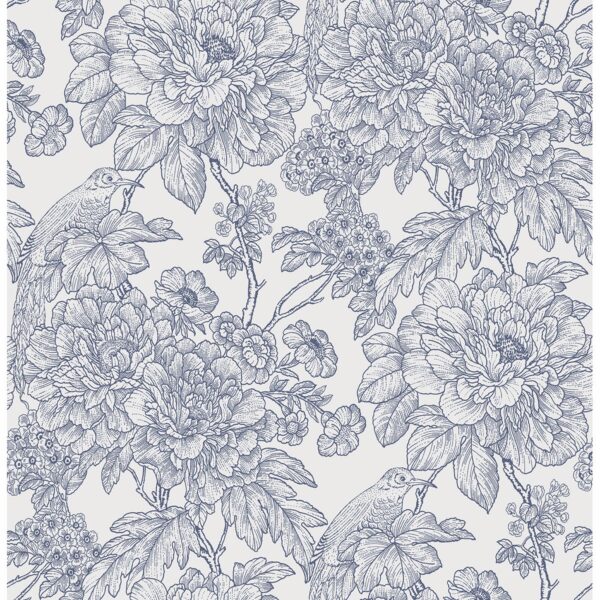 0038148 birds of paradise breeze blue floral wallpaper