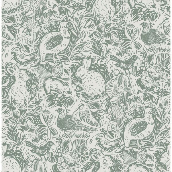 0041732 revival dark green fauna wallpaper