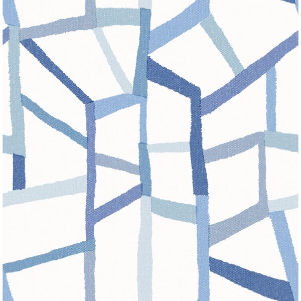 0043945 tate blue geometric linen wallpaper
