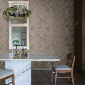Selene Gold Mucha Floral Wallpaper