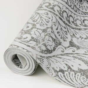 Artemis Silver Floral Damask Wallpaper