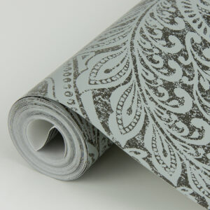 Artemis Pewter Floral Damask Wallpaper