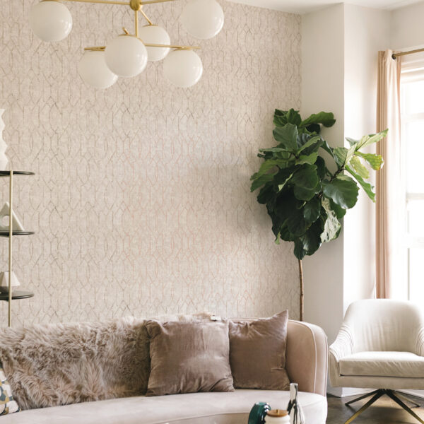 Ziva Rose Gold Trellis Wallpaper - Image 3