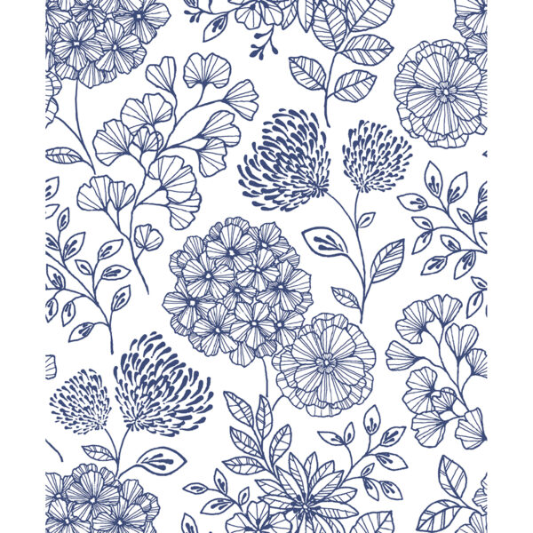 Ada Blue Floral Wallpaper