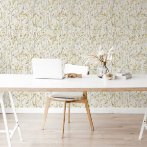 Leandra Yellow Floral Trail Wallpaper