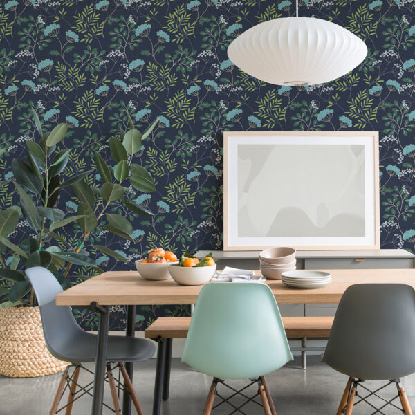 Sorrel Navy Botanical Wallpaper - Image 2