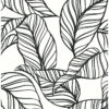0055111 kagan black large leaf wallpaper
