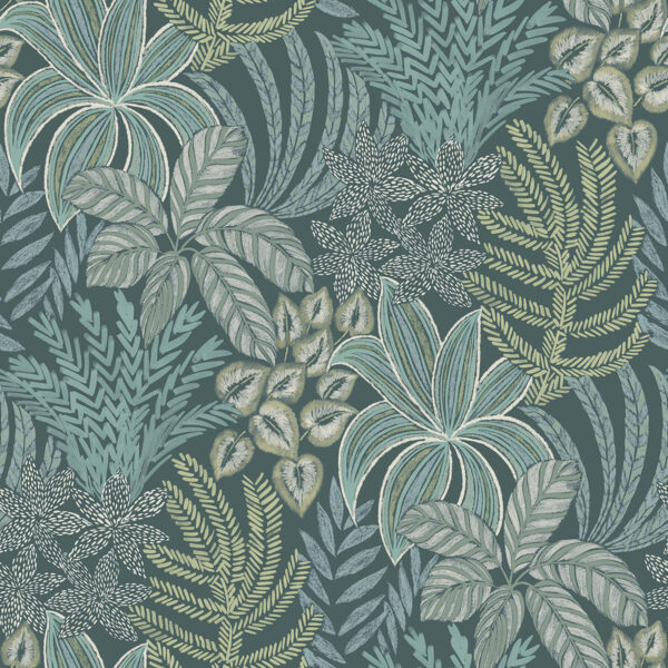 0058289 sumner teal woodland botanical wallpaper
