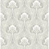 0058463 mucha off white botanical ogee wallpaper
