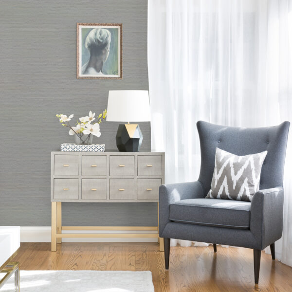 Kira Periwinkle Hemp Grasscloth Wallpaper - Image 2