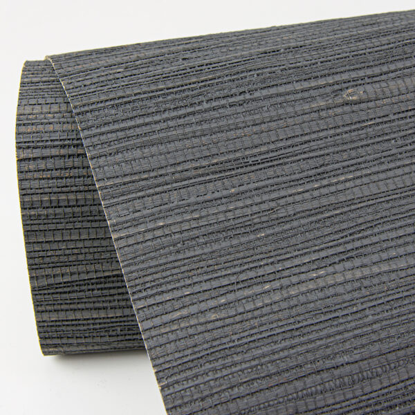 Kira Charcoal Hemp Grasscloth Wallpaper - Image 3