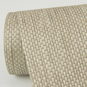 Jia Taupe Paper Weave Grasscloth Wallpaper