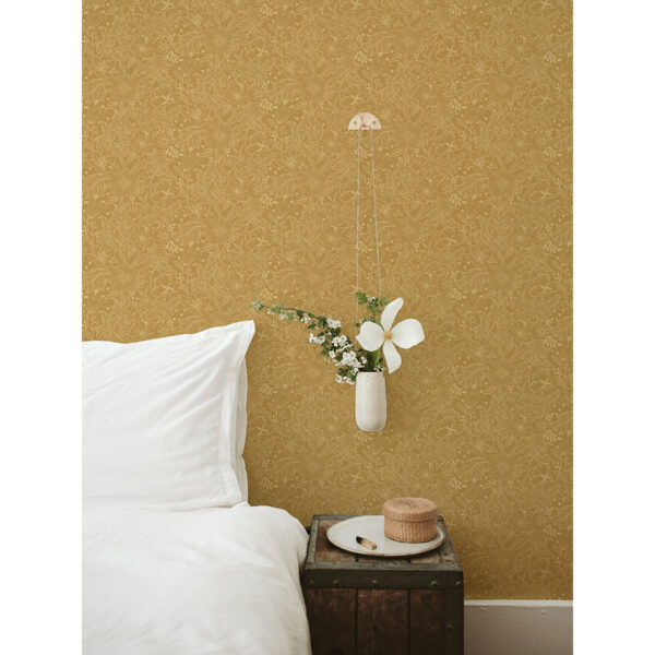 Wilma Yellow Floral Block Print Wallpaper - Image 3