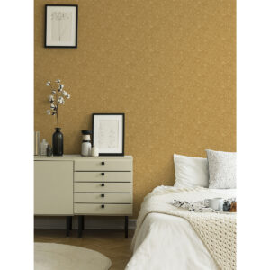 Wilma Yellow Floral Block Print Wallpaper