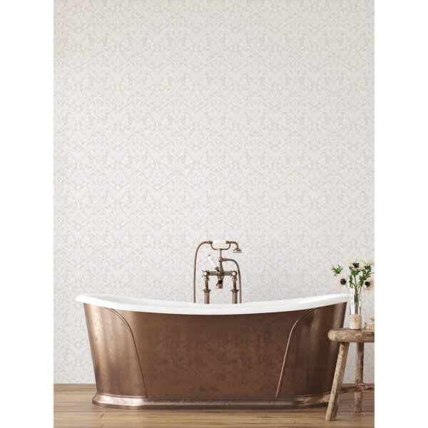 Rosali Cream Scroll Damask Wallpaper - Image 3