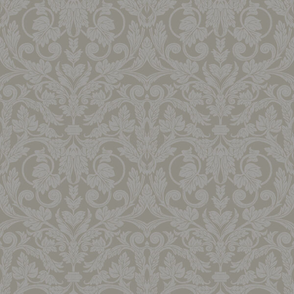 Rosali Grey Scroll Damask Wallpaper