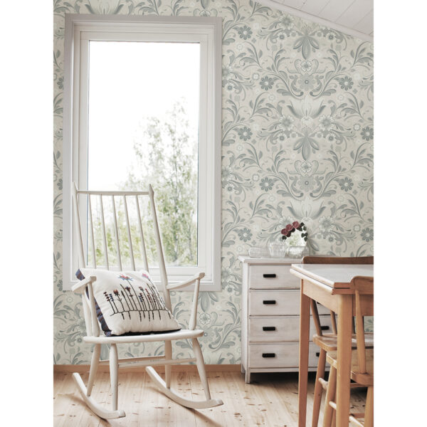 Ostanskar Light Grey Retro Floral Wallpaper - Image 2